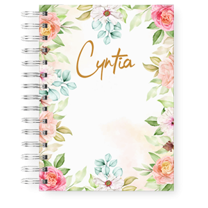 Caderno Personalizado Capa Dura, Miolo Offset 90g 15x21cm 1x1 miolo preto e branco Laminação Brilho Encadernação Wire 