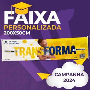 Faixa 200x50cm Campanha de Matrícula Lona 440g 200x50cm 4x0  Madeira 